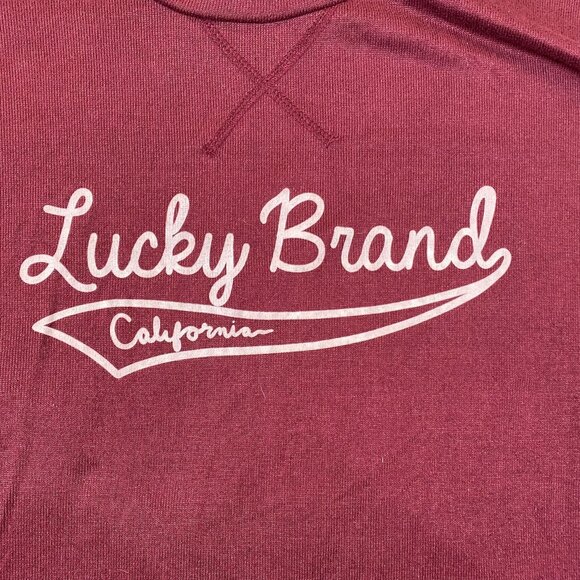 Lucky Brand Womens T-Shirt XL Long Sleeve V-Neck Crew Neck Red Casual Pullover - Picture 5 of 7